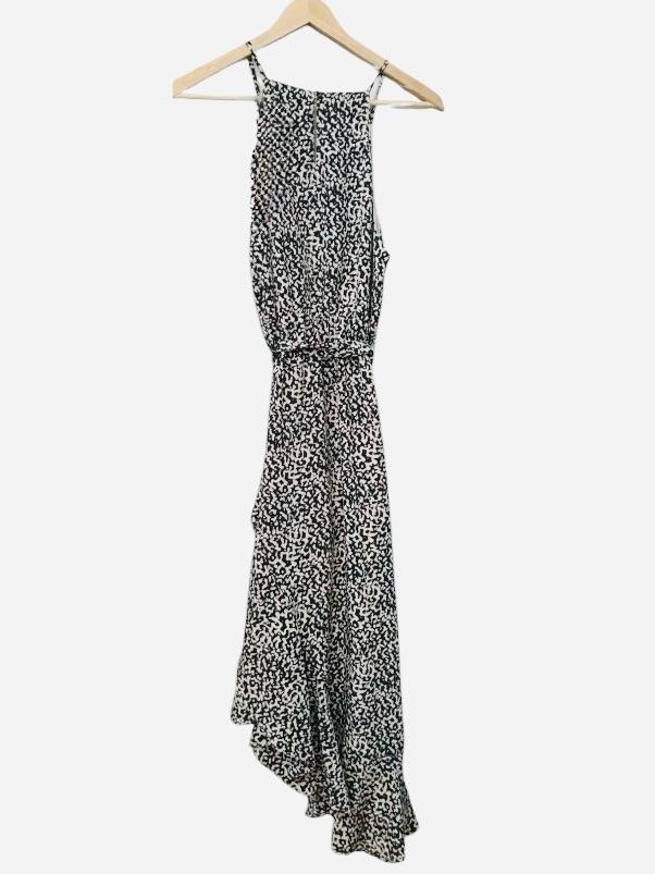 Thml Midi Dress Animal Print High Neck Sleeveless Angled Hem New!